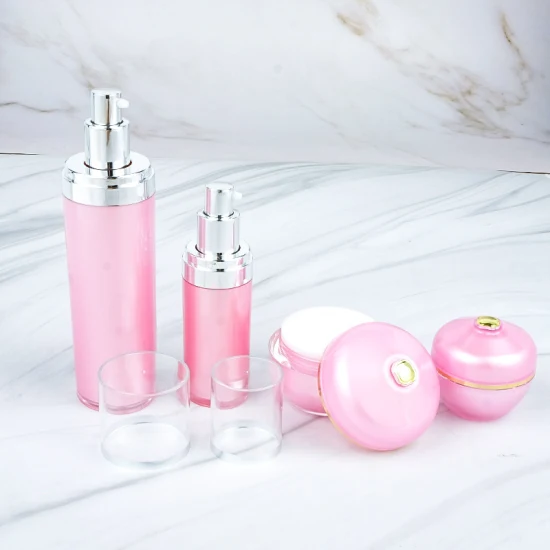 Acrylic Cream Jar Luxury Plastic Lotion Pump Bottle Skin Care Bottle Cosmetic Packaging Set